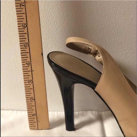 🔴 Nine West Leather slingback heels bone color EUC - Picture 6 of 8